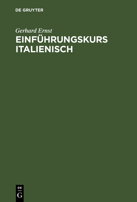 Einführungskurs Italienisch - Gerhard Ernst