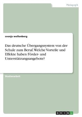 Das deutsche Ãbergangssystem von der Schule zum Beruf. Welche Vorteile und Effekte haben FÃ¶rder- und UnterstÃ¼tzungsangebote? - svenja wellenberg