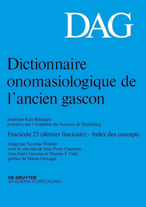 Dictionnaire onomasiologique de l’ancien gascon (DAG) / Dictionnaire onomasiologique de l’ancien gascon (DAG). Fascicule 23 - 