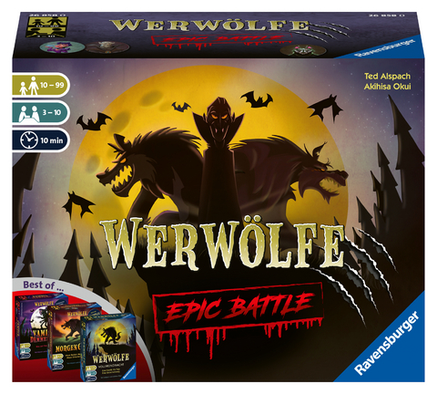 Ravensburger 26858 - Werwölfe - Epic Battle, Best-of der Spielereihe für 3-10 Spieler, Gesellschaftsspiel ab 10 , Partyspiel - Ted Alspach, Akihisa Okui