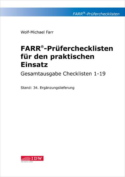 Farr, Prüfercheckl. 34. Erg.Lief. z. Grundwerk, inkl. CL 4,7 + 9 - Wolf-Michael Farr