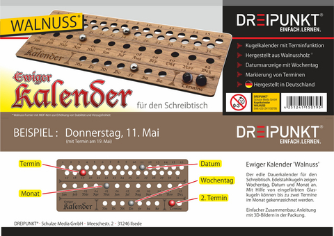 Bausatz Ewiger Kalender (Walnuss-Ausführung) - 