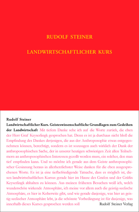 Landwirtschaftlicher Kurs - Rudolf Steiner