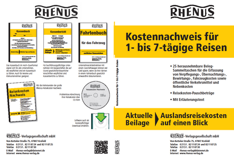 Rhenus Kostennachweis für 1 - 7 tägige Reisen