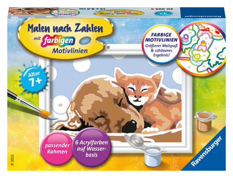 Ravensburger CreArt 20055 - Tierliebe - Malen nach Zahlen Hund und Katze für Kinder ab 9 Jahre