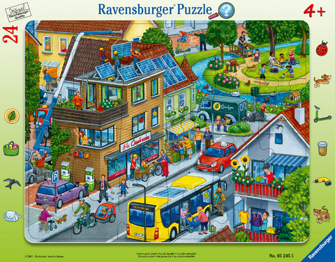 Ravensburger Kinderpuzzle - Unsere grüne Stadt - 24 Teile Rahmenpuzzle für Kinder ab 4 Jahren mit Suchspiel