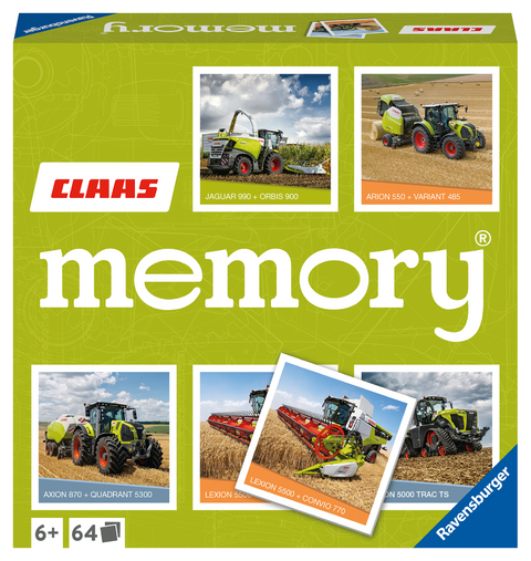 Ravensburger CLAAS memory® - 20882 - der Spieleklassiker für alle Landmaschinen Fans, Merkspiel für 2-8 Spieler ab 6 Jahren - William H. Hurter