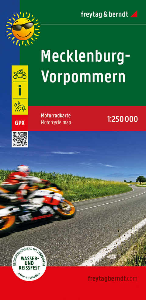 Mecklenburg-Vorpommern, Motorradkarte 1:250.000, freytag & berndt