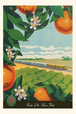 Vintage Journal Train Through orange Orchard Travel Poster