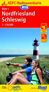 ADFC-Radtourenkarte 1 Nordfriesland /Schleswig 1:150.000, reiß- und wetterfest, E-Bike geeignet, GPS-Tracks Download - 