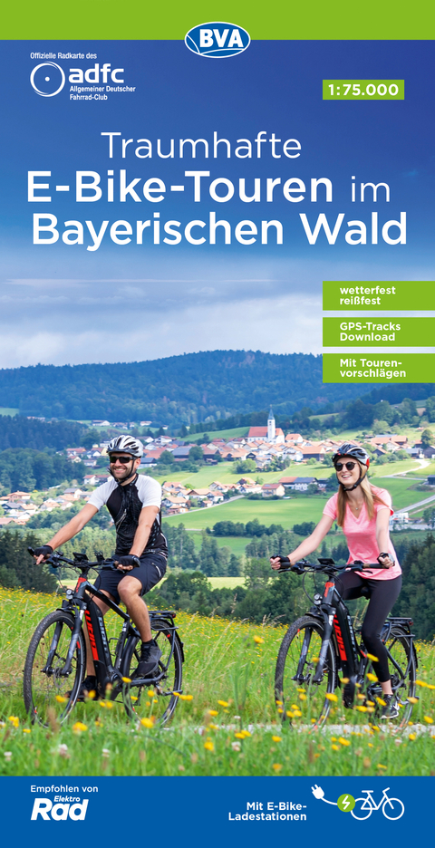 ADFC-Regionalkarte Traumhafte E-Bike-Touren im Bayerischen Wald, 1:75.000, mit Tagestourenvorschlägen, reiß- und wetterfest, GPS-Tracks Download