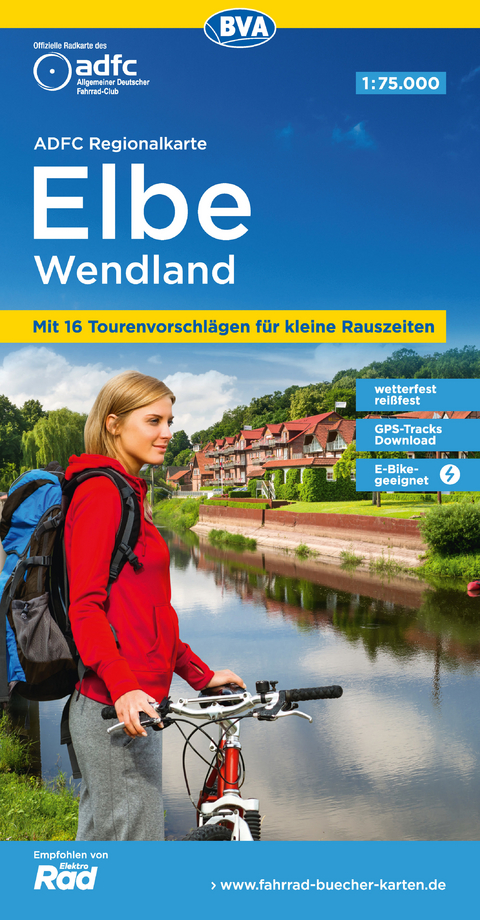 ADFC-Regionalkarte Elbe Wendland, 1:75.000, mit Tagestourenvorschlägen, reiß- und wetterfest, E-Bike-geeignet, GPS-Tracks Download