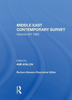 Middle East Contemporary Survey, Volume Xvi, 1992 - Ami Ayalon