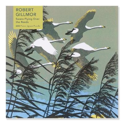 Adult Jigsaw Puzzle Robert Gillmor: Swans Flying over the Reeds (500 pieces) - 