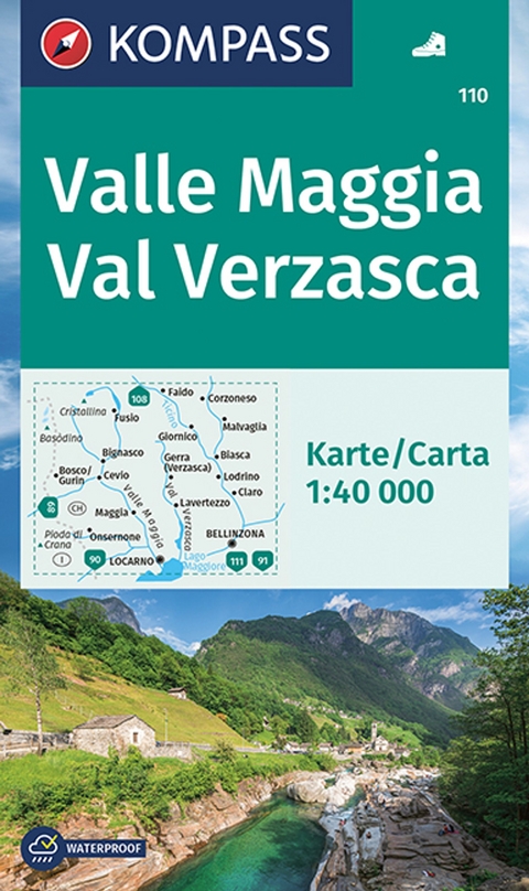 KOMPASS Wanderkarte 110 Valle Maggia, Val Verzasca 1:40.000