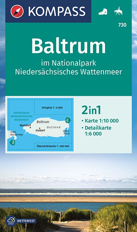 KOMPASS Wanderkarte 730 Baltrum im Nationalpark Niedersächsisches Wattenmeer 1:10.000