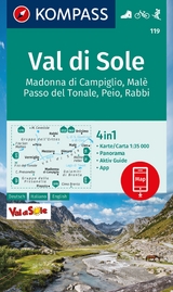 KOMPASS Wanderkarte 119 Val di Sole, Madonna di Campiglio, Malè, Passo del Tonale, Peio, Rabbi 1:35.000 - 