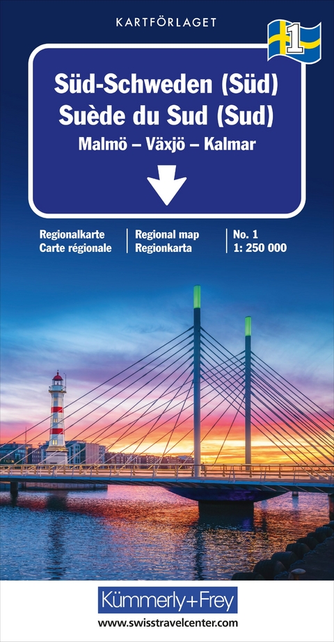 Kümmerly+Frey Regional-Strassenkarte 1 Süd-Schweden (Süd) 1:250.000