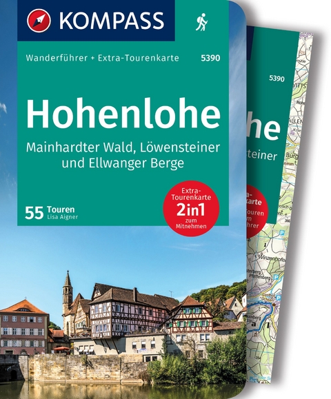 KOMPASS Wanderführer Hohenlohe, Mainhardter Wald, Löwensteiner und Ellwanger Berge, 55 Touren mit Extra-Tourenkarte - Lisa Aigner