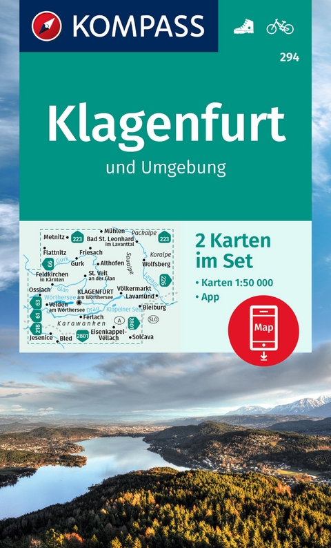 KOMPASS Wanderkarten-Set 294 Klagenfurt und Umgebung (2 Karten) 1:50.000