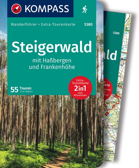 KOMPASS Wanderführer Steigerwald mit Haßbergen und Frankenhöhe, 55 Touren mit Extra-Tourenkarte - Lisa Aigner