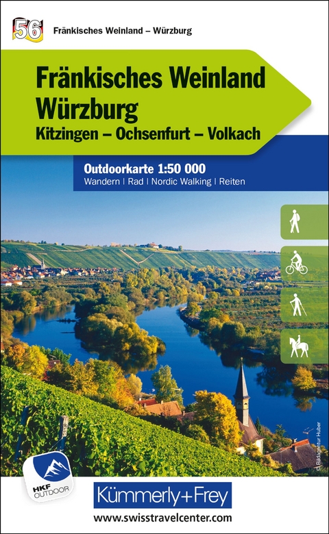 Kümmerly+Frey Outdoorkarte Deutschland 56 Fränkisches Weinland, Würzburg 1:50.000