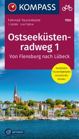 KOMPASS Fahrrad-Tourenkarte Ostseeküstenradweg 1, von Flensburg nach Lübeck 1:50.000 - 