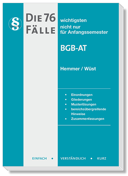 Die 76 wichtigsten Fälle BGB AT - Karl-Edmund Hemmer, Achim Wüst