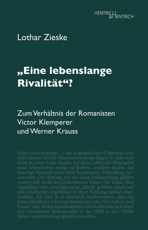 „Eine lebenslange Rivalität“? - Lothar Zieske