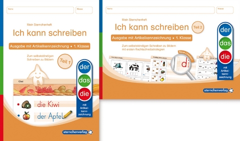 Ich kann schreiben Teil 1 und 2 im Set - Ausgabe mit Artikelkennzeichnung (DaZ) - Schülerarbeitshefte für die 1. Klasse - Katrin Langhans