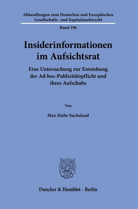 Insiderinformationen im Aufsichtsrat. - Max Malte Suchsland