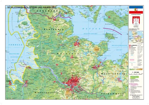 Schleswig-Holstein und Hamburg physisch - Heinrich Stiefel