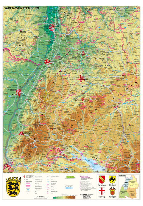 Baden-Württemberg physisch - Heinrich Stiefel