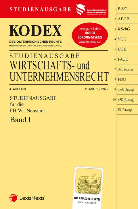 KODEX Wirtschafts- und Unternehmensrecht 2022 Band I - inkl. App - 