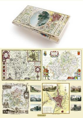 Worcestershire 1610 – 1836 – Fold Up Map that features a collection of Four Historic Maps, John Speed’s County Map 1610, Johan Blaeu’s County Map of 1648, Thomas Moules County Map of 1836 and Cole and Roper’s Plan of the City of Worcester 1805. The map’s also features early Victorian views from around Worcestershire. - 