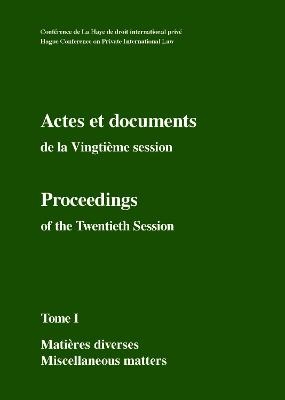 Actes et documents de la Vingtième session /  Proceedings of the Twentieth Session - 