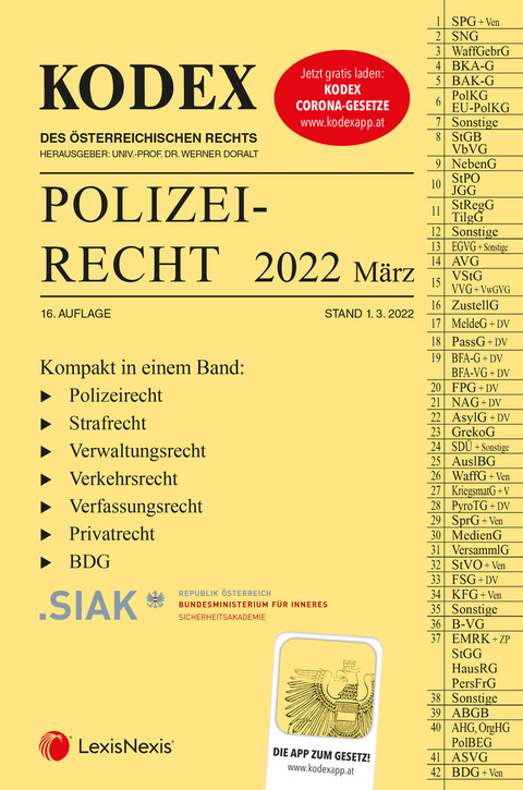 KODEX Polizeirecht 2022 März - inkl. App