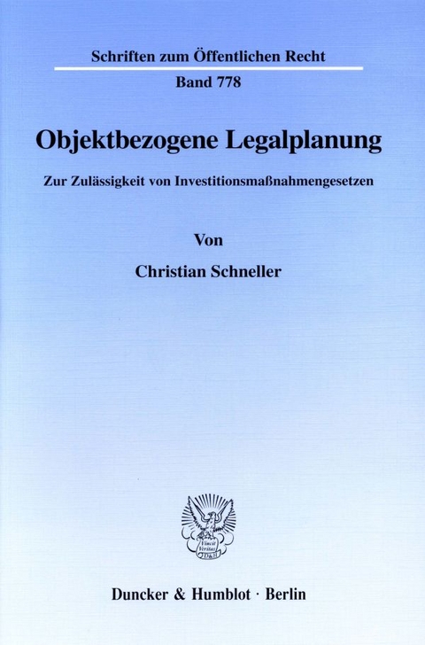 Objektbezogene Legalplanung. - Christian Schneller