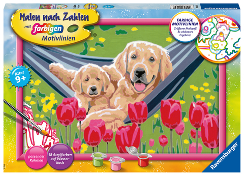 Ravensburger CreArt 20164 - Kuschelpause - Malen nach Zahlen Hund für Kinder ab 9 Jahre