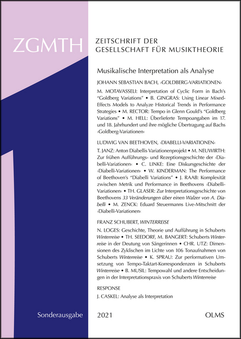 ZGMTH - Zeitschrift der Gesellschaft für Musiktheorie. 18. Jahrgang, Sonderausgabe 2021 - Thomas Glaser, Cosima Linke, Kilian Sprau, Christian Utz