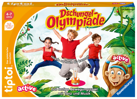 Ravensburger tiptoi® ACTIVE Spiel 00129, Dschungel-Olympiade, Bewegungsspiel ab 4 Jahre für 1-6 Spieler - Kai Haferkamp