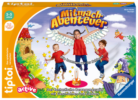 Ravensburger tiptoi ACTIVE Spiel 00130, Mitmach-Abenteuer, Bewegungsspiel ab 3 Jahren, mit Geschichten, schönen Liedern und lustigen Reimen - Akina Winter, Paul Ijon