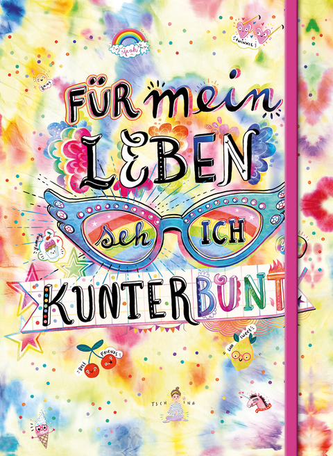 Für mein Leben seh ich kunterbunt (Notizbuch No. 2 Emma Flint). DIN A5 punktkariert mit farbiger Einstecktasche, Lesebändchen und Verschlussgummi - Emma Flint