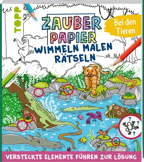 Zauberpapier Wimmeln Malen Rätseln - Bei den Tieren - Josephine Jones