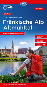 ADFC-Radtourenkarte 22 Fränkische Alb Altmühltal 1:150.000, reiß- und wetterfest, E-Bike geeignet, GPS-Tracks Download, mit Bett+Bike Symbolen, mit Kilometer-Angaben - 