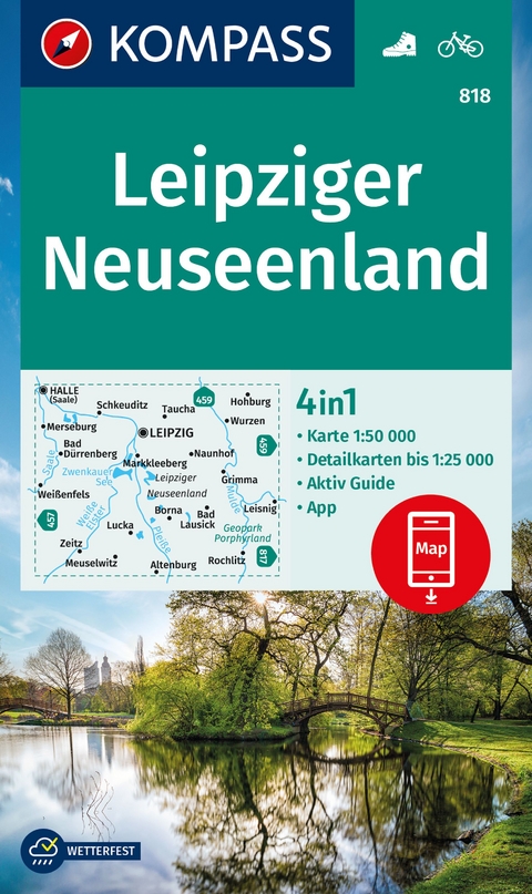 KOMPASS Wanderkarte 818 Leipziger Neuseenland 1:50.000