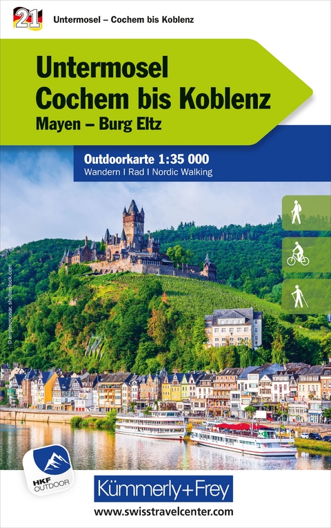 Kümmerly+Frey Outdoorkarte Deutschland 21 Untermosel, Cochem bis Koblenz 1:35.000