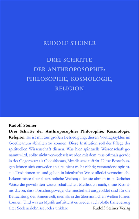 Drei Schritte der Anthroposophie - Rudolf Steiner