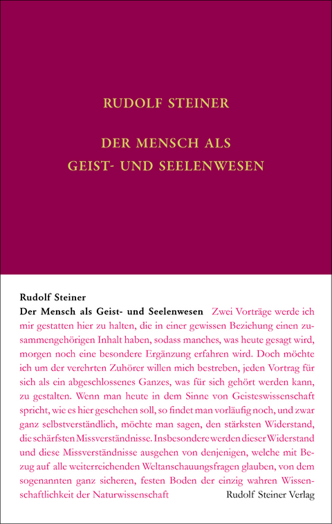 Der Mensch als Geist- und Seelenwesen - Rudolf Steiner