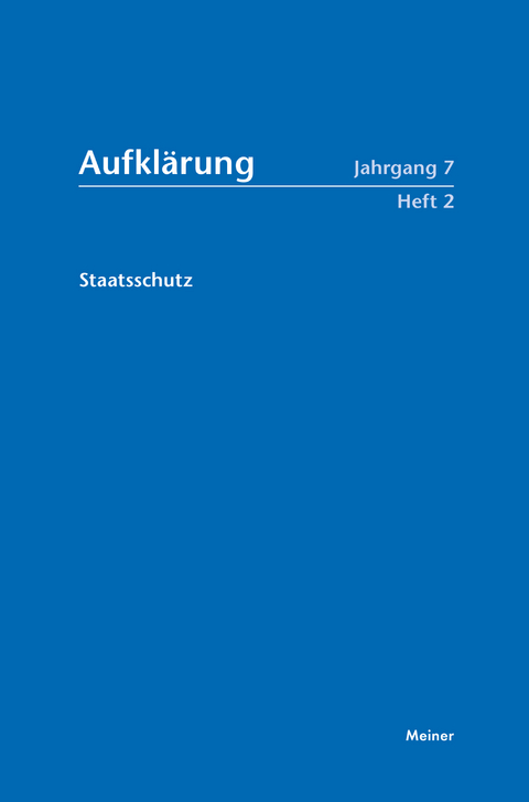 Aufklärung, Band 7/2: Staatsschutz - 